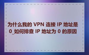 为什么我的 VPN 连接 IP 地址是 0_如何排查 IP 地址为 0 的原因