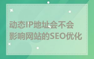 动态IP地址会不会影响网站的SEO优化
