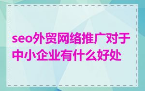 seo外贸网络推广对于中小企业有什么好处