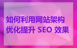 如何利用网站架构优化提升 SEO 效果