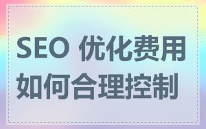 SEO 优化费用如何合理控制