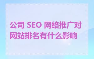 公司 SEO 网络推广对网站排名有什么影响