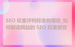 SEO 权重评判标准有哪些_如何解读网站的 SEO 权重报告