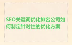 SEO关键词优化排名公司如何制定针对性的优化方案