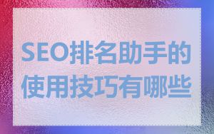 SEO排名助手的使用技巧有哪些
