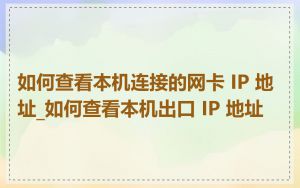 如何查看本机连接的网卡 IP 地址_如何查看本机出口 IP 地址