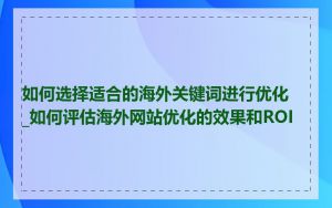 如何选择适合的海外关键词进行优化_如何评估海外网站优化的效果和ROI