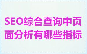 SEO综合查询中页面分析有哪些指标