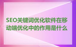 SEO关键词优化软件在移动端优化中的作用是什么