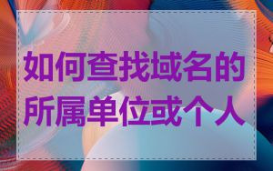 如何查找域名的所属单位或个人