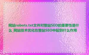 网站robots.txt文件对整站SEO的重要性是什么_网站技术优化在整站SEO中起到什么作用