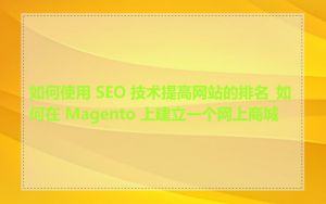如何使用 SEO 技术提高网站的排名_如何在 Magento 上建立一个网上商城