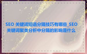 SEO 关键词短语分隔技巧有哪些_SEO 关键词聚类分析中分隔的影响是什么