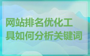 网站排名优化工具如何分析关键词