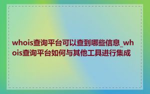 whois查询平台可以查到哪些信息_whois查询平台如何与其他工具进行集成