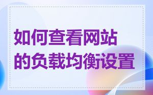 如何查看网站的负载均衡设置