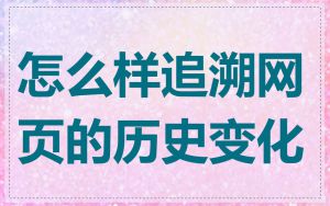 怎么样追溯网页的历史变化