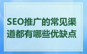 SEO推广的常见渠道都有哪些优缺点