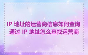 IP 地址的运营商信息如何查询_通过 IP 地址怎么查找运营商