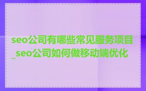 seo公司有哪些常见服务项目_seo公司如何做移动端优化