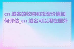 cn 域名的收购和投资价值如何评估_cn 域名可以用在国外吗
