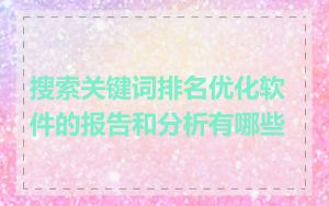 搜索关键词排名优化软件的报告和分析有哪些