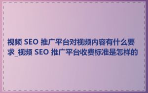 视频 SEO 推广平台对视频内容有什么要求_视频 SEO 推广平台收费标准是怎样的