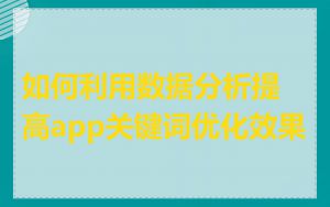 如何利用数据分析提高app关键词优化效果