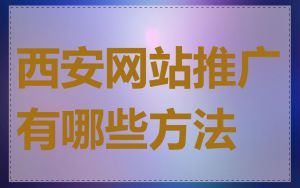 西安网站推广有哪些方法