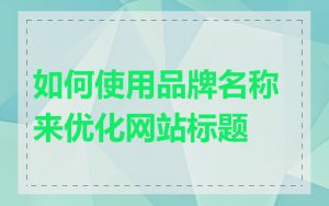 如何使用品牌名称来优化网站标题