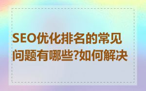 SEO优化排名的常见问题有哪些?如何解决