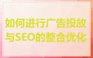 如何进行广告投放与SEO的整合优化