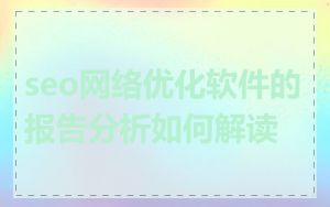 seo网络优化软件的报告分析如何解读