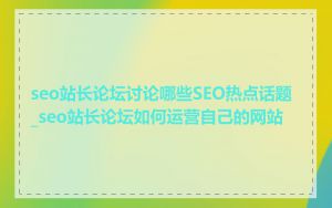 seo站长论坛讨论哪些SEO热点话题_seo站长论坛如何运营自己的网站