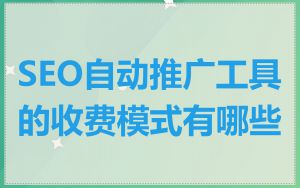 SEO自动推广工具的收费模式有哪些