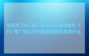 如何对 SEO 推广优化进行持续优化_SEO 推广优化与内容营销的关系是什么