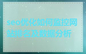 seo优化如何监控网站排名及数据分析