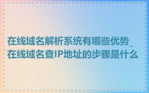 在线域名解析系统有哪些优势_在线域名查IP地址的步骤是什么