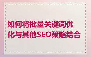 如何将批量关键词优化与其他SEO策略结合