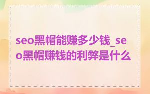 seo黑帽能赚多少钱_seo黑帽赚钱的利弊是什么
