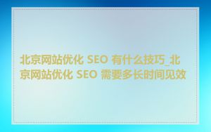 北京网站优化 SEO 有什么技巧_北京网站优化 SEO 需要多长时间见效