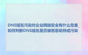 DNS域名污染对企业网络安全有什么危害_如何判断DNS域名是否被恶意劫持或污染