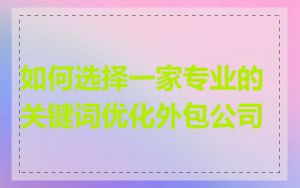 如何选择一家专业的关键词优化外包公司