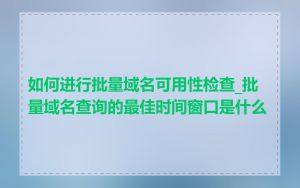 如何进行批量域名可用性检查_批量域名查询的最佳时间窗口是什么