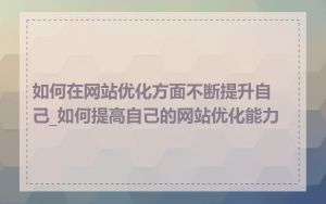 如何在网站优化方面不断提升自己_如何提高自己的网站优化能力
