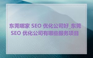 东莞哪家 SEO 优化公司好_东莞 SEO 优化公司有哪些服务项目