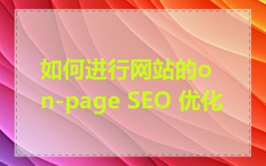 如何进行网站的on-page SEO 优化