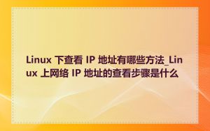 Linux 下查看 IP 地址有哪些方法_Linux 上网络 IP 地址的查看步骤是什么