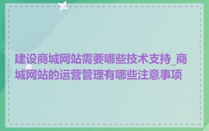建设商城网站需要哪些技术支持_商城网站的运营管理有哪些注意事项