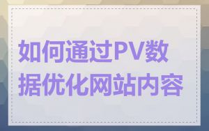 如何通过PV数据优化网站内容